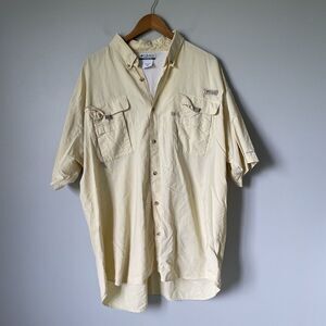 Columbia PFG Button Down Shirt Yellow Short Sleeve Lightweight Men's XXL